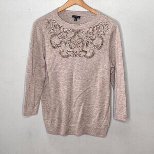Talbots‎ Lambswool Blend Crewneck Sweater with beading- Size M NWOT